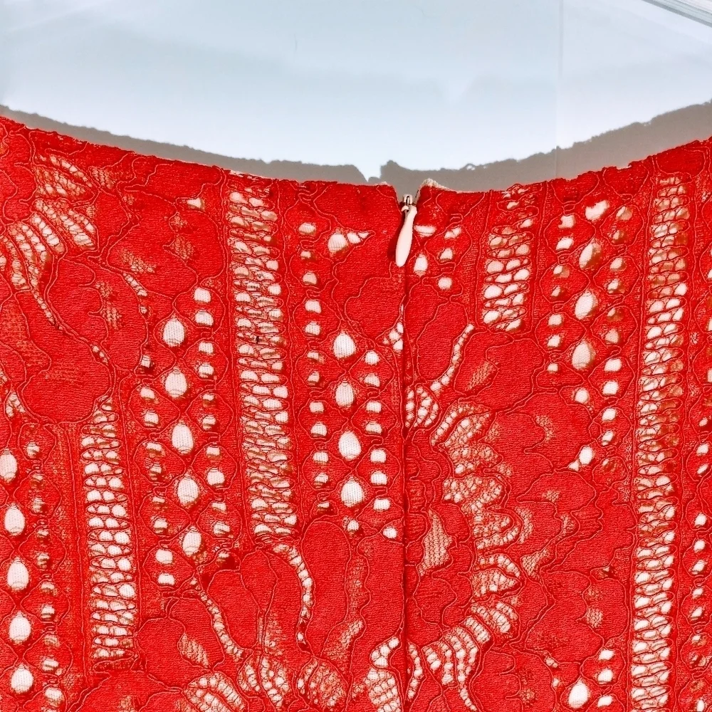 LULU'S LILIAN RED LACE MINI DRESS NWT SIZE LARGE - Picture 12 of 14